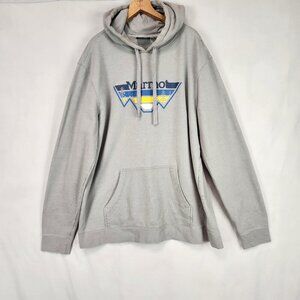 Marmot Pullover Hoodie Men's XXL Gray Outdoor Graphic Logo Pocket Long Sleeve